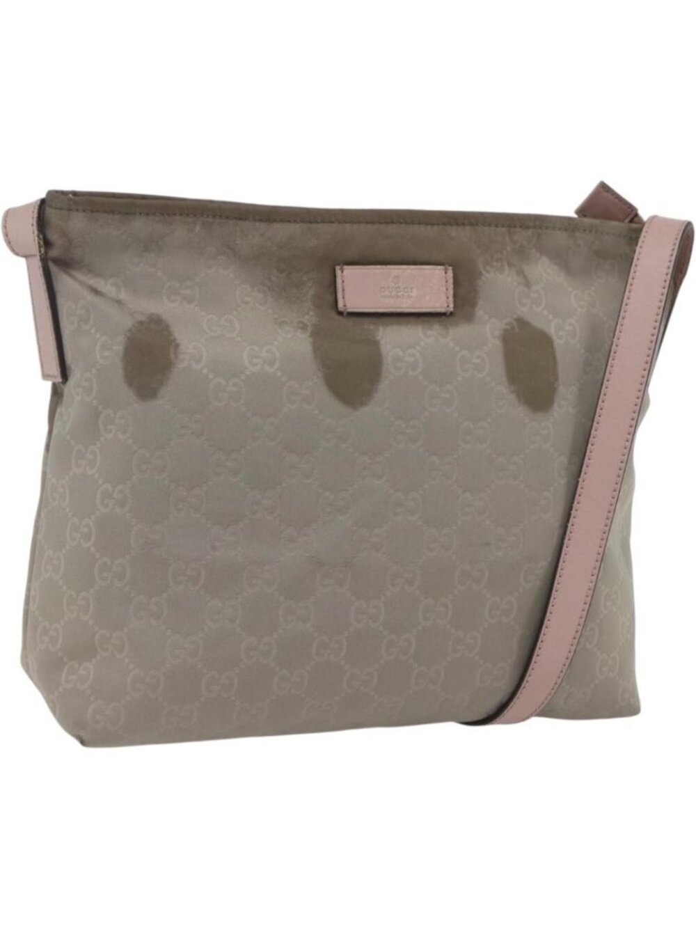 GUCCI GG Canvas Shoulder Bag Nylon Khaki Silver 314529